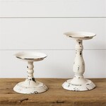 Cream Distressed Candle Holder