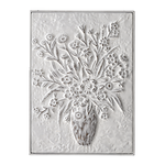 White Enamel Embossed Floral Wall Decor