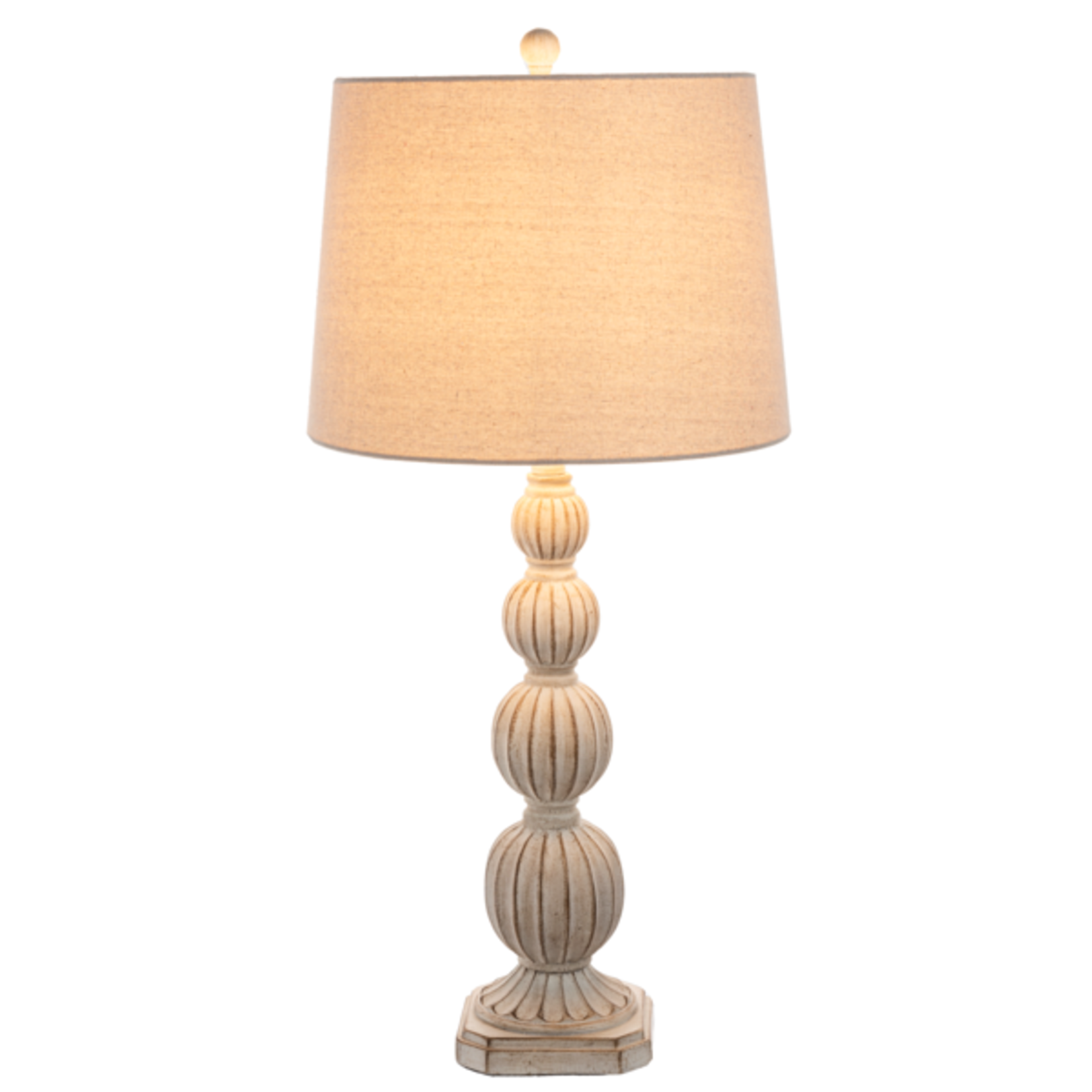 Distressed Ivory Finial Table Lamp