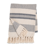 Blue & Natural Striped Woven Throw