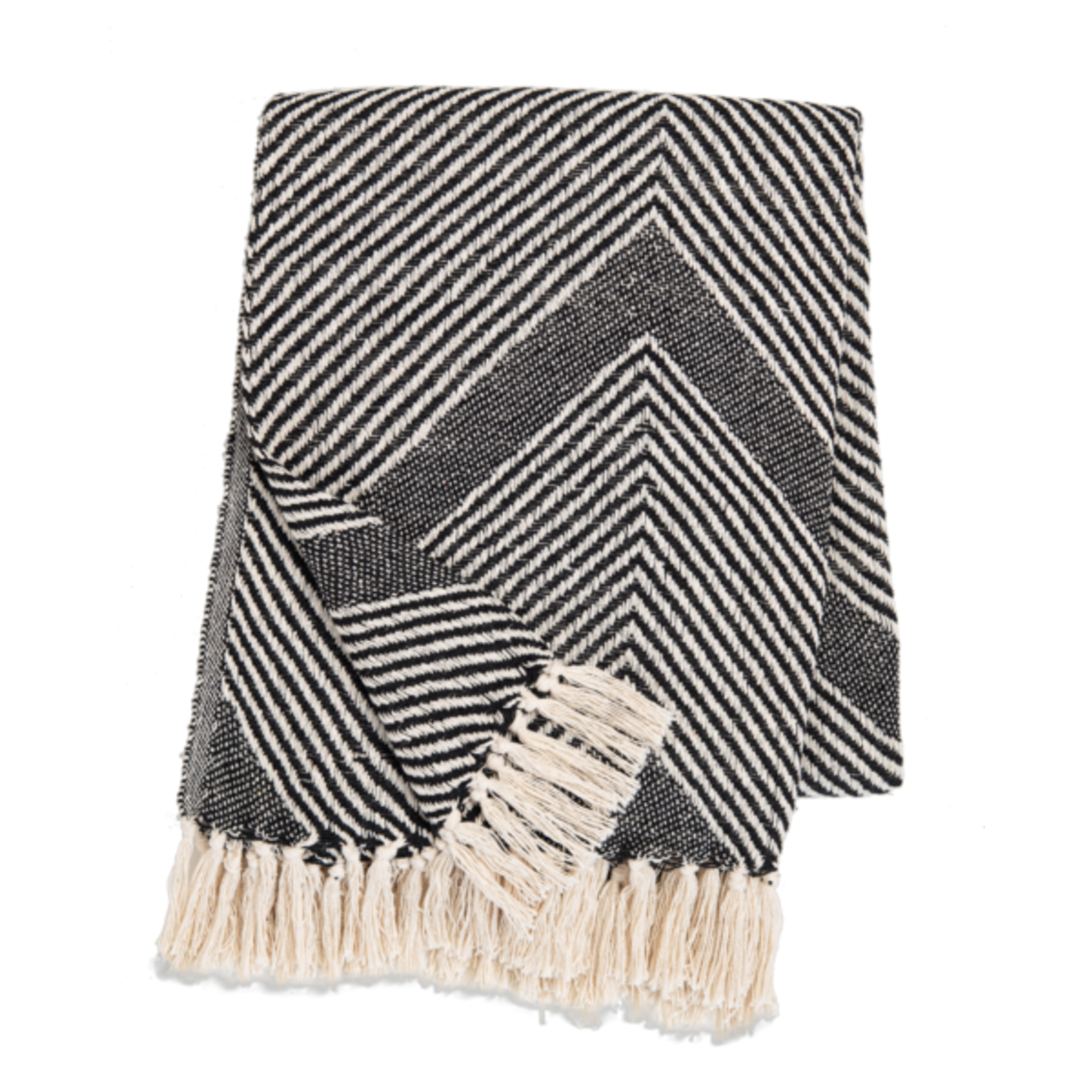 Black & Natural Valley's & Peaks Woven Throw