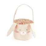 Mon Ami Pink Linen Bunny Basket