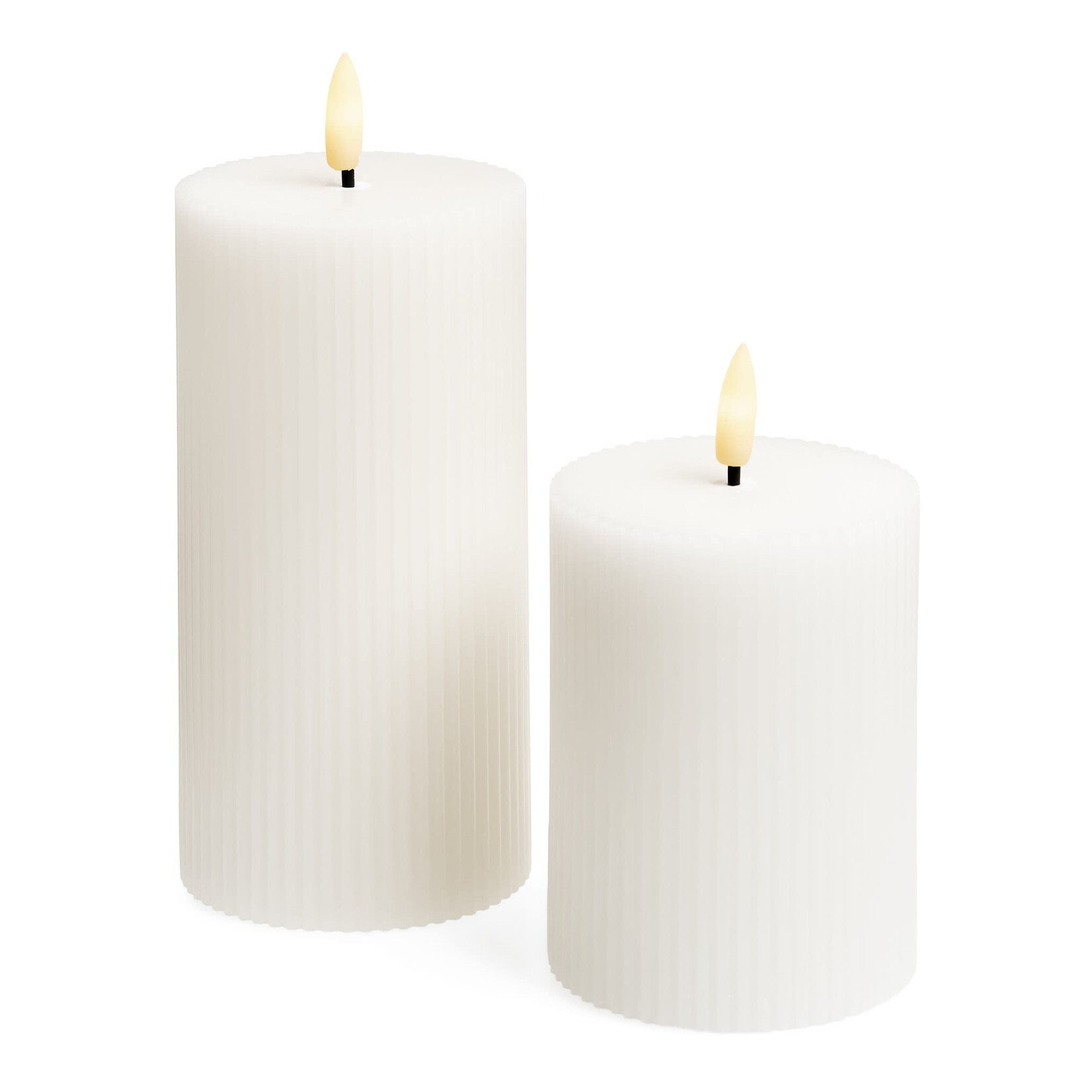 Accents De Ville White LED Ribbed Pillar Candle
