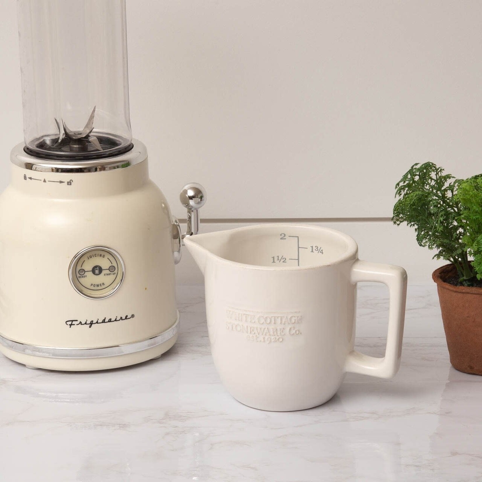 White Cottage Ceramic Measuring Cup