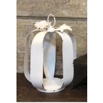 White Distressed Metal Pumpkin Lantern