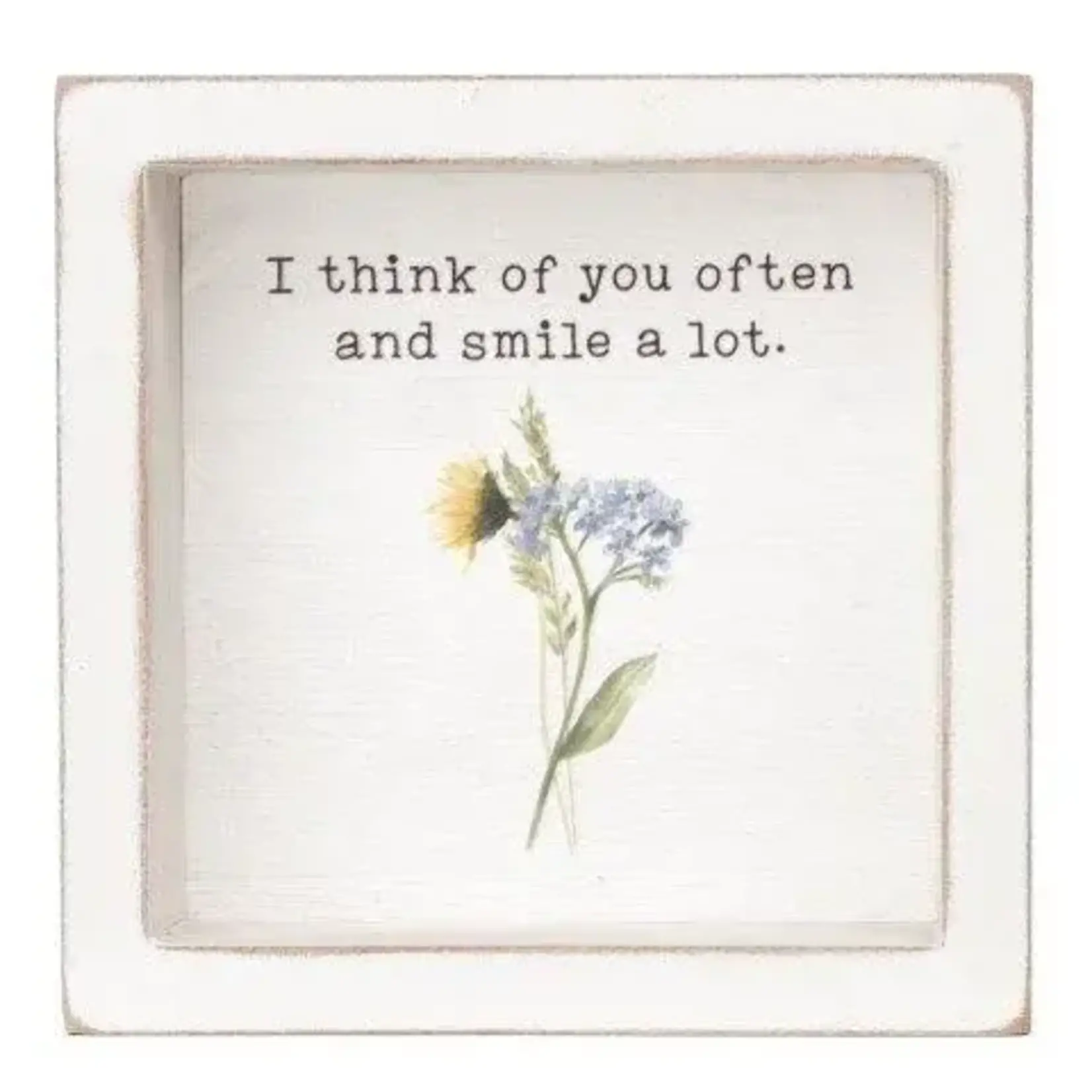 Think Of You Often Whimsical Wildflower Shadow Box