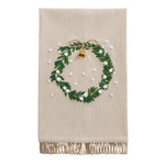 White Wreath Embroidered Towel