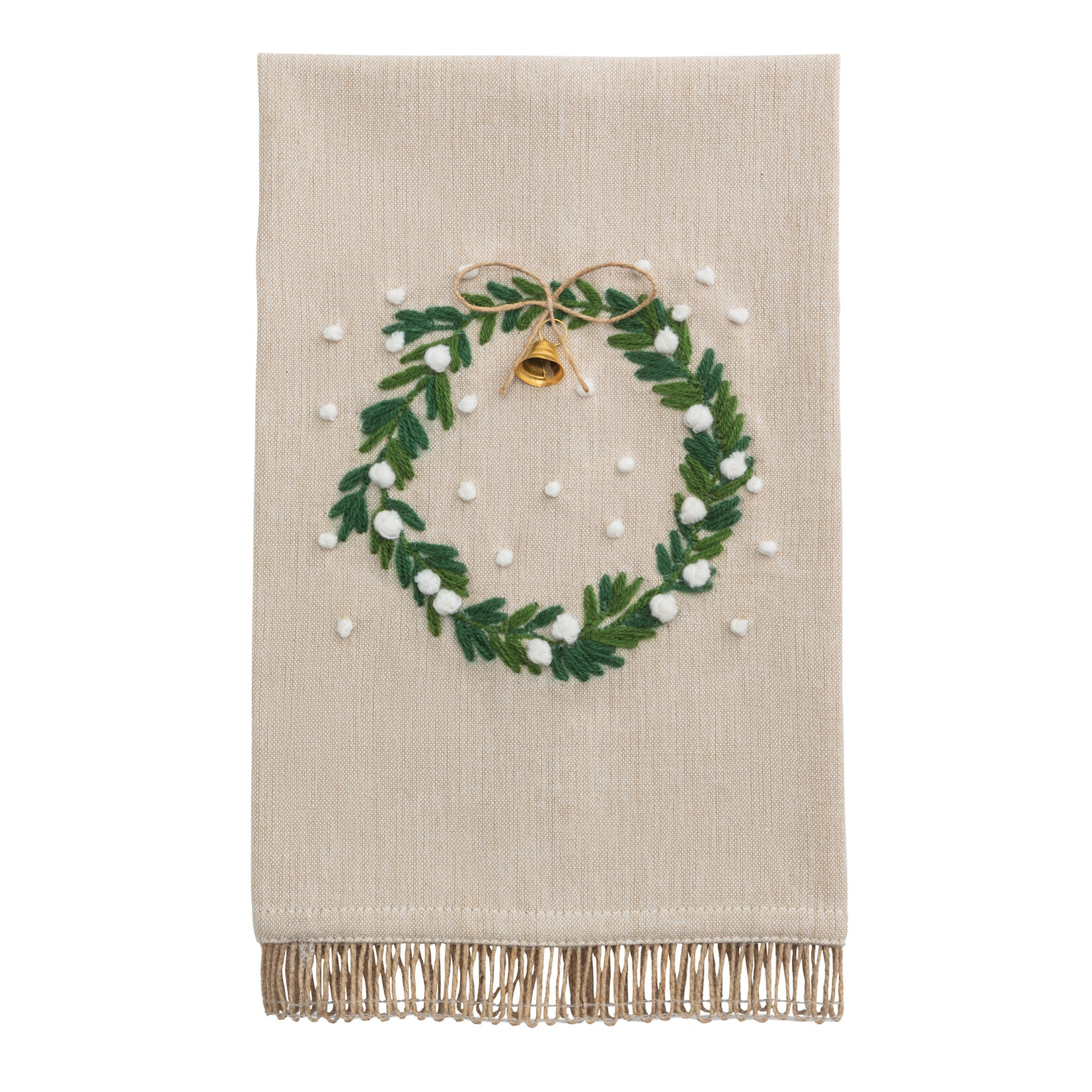 White Wreath Embroidered Towel