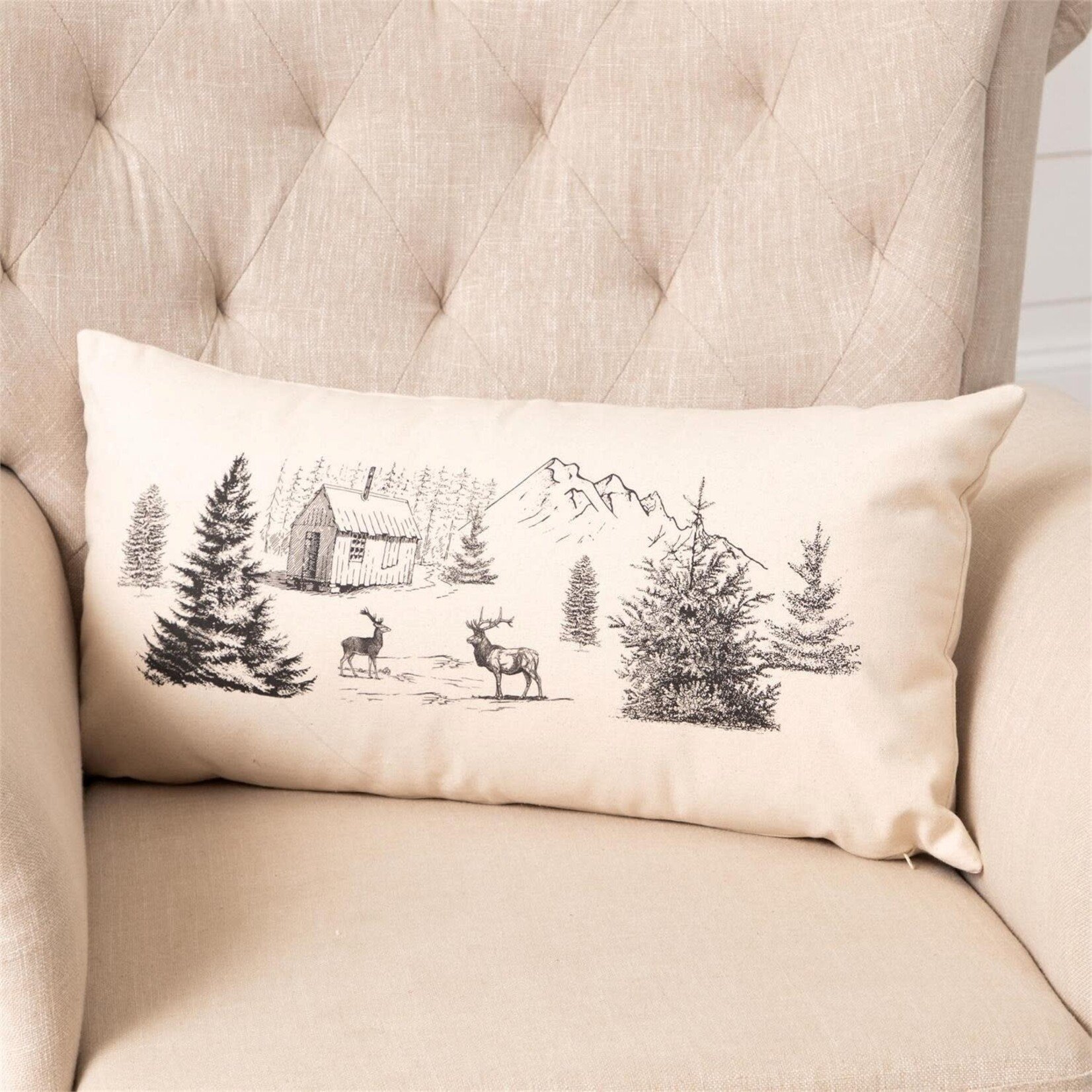 Rustic Cabin In Forest - Lumbar Pillow