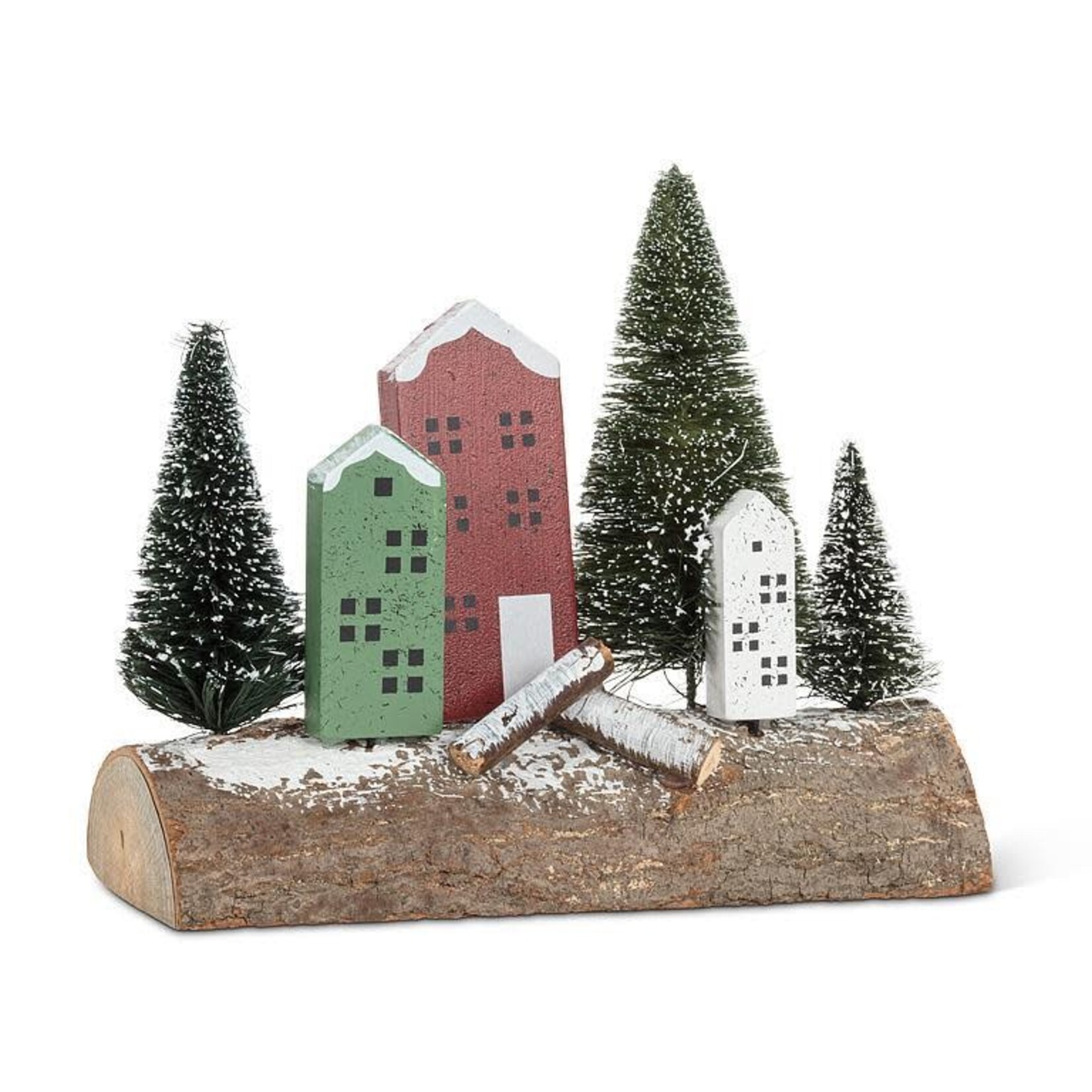 House & Tree Scene On Log