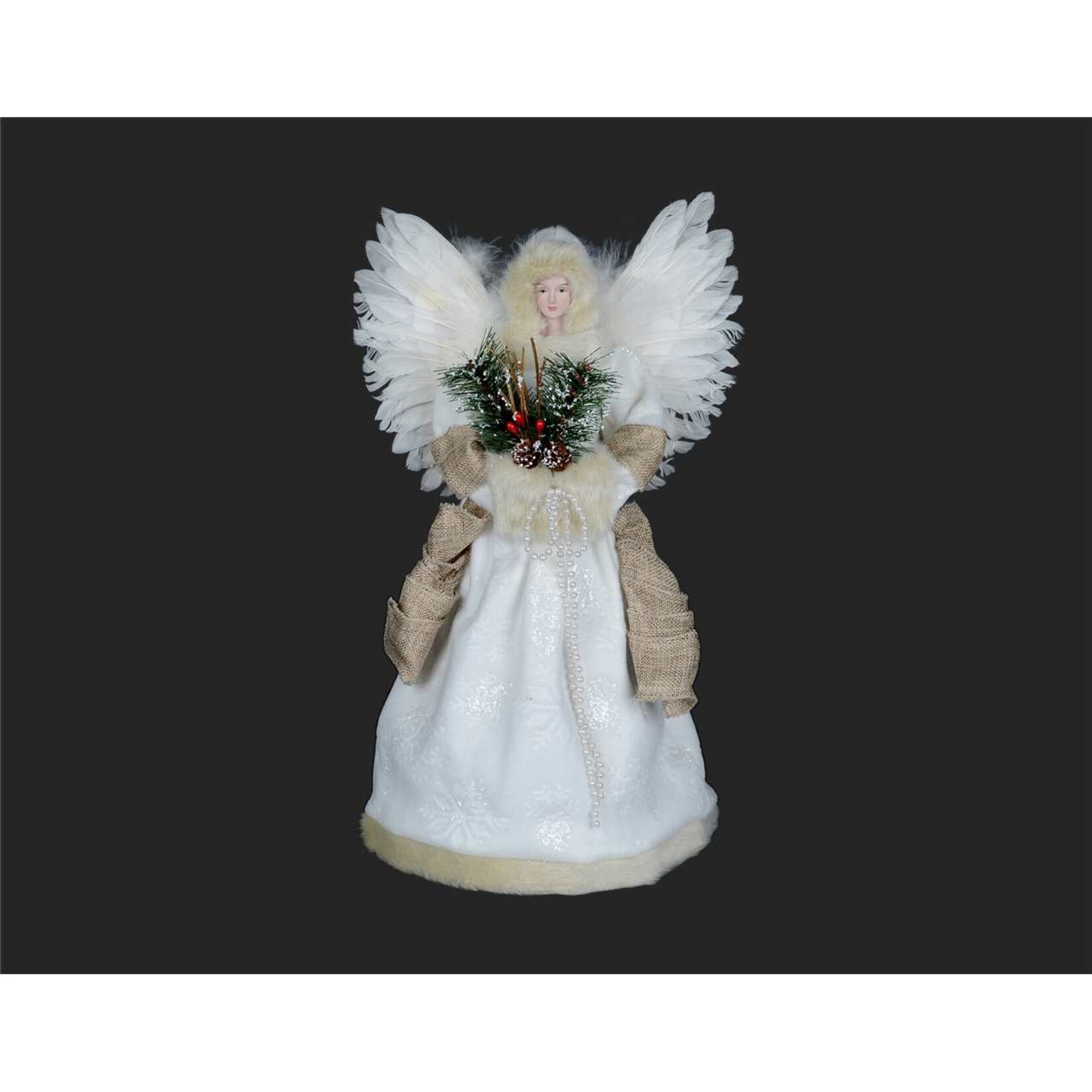 Ivory Angel W/Feather Wing Tree Topper