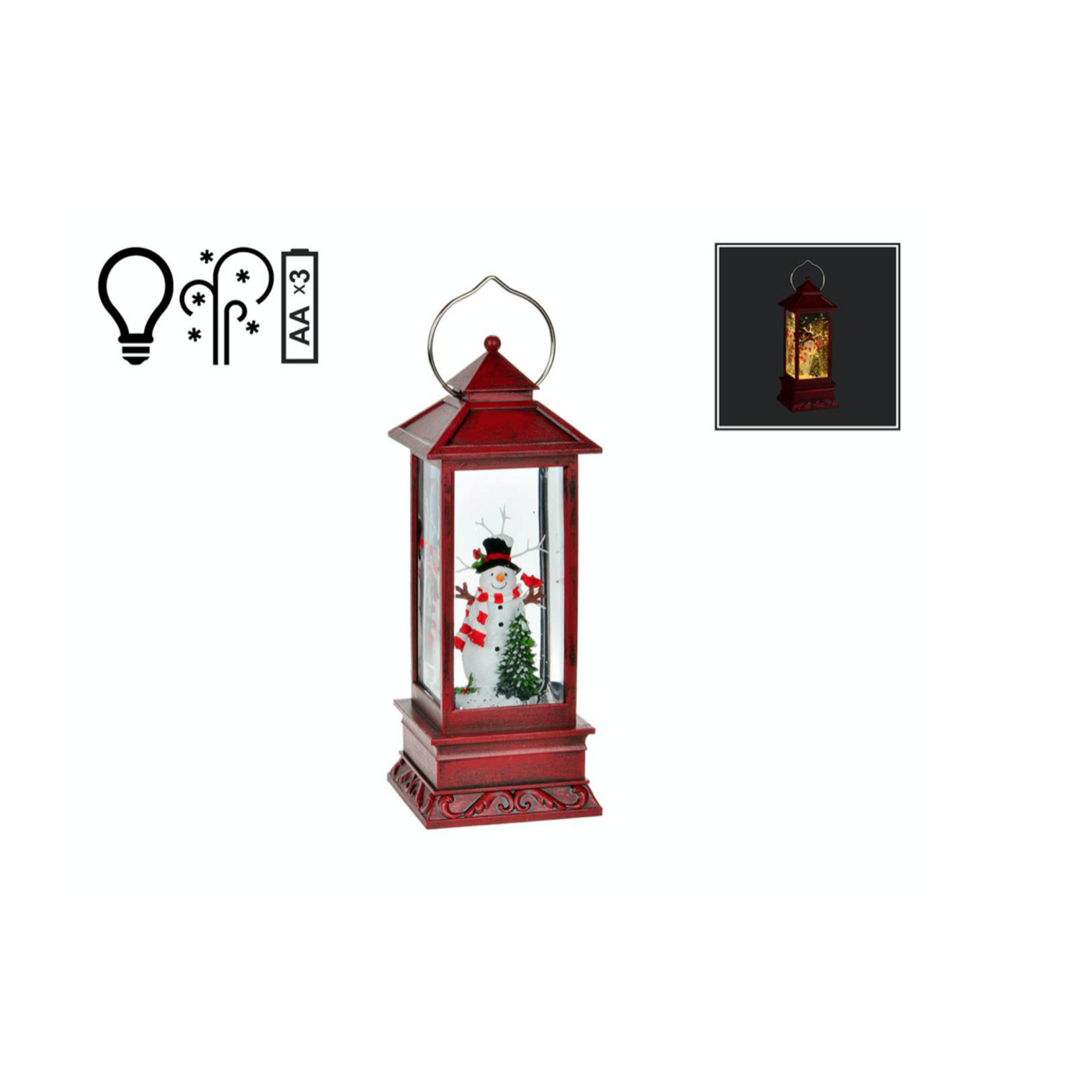 LED Red Snowman Lantern
