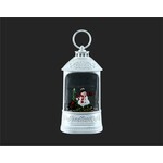 LED White Lantern Snow Globe W/Snowman