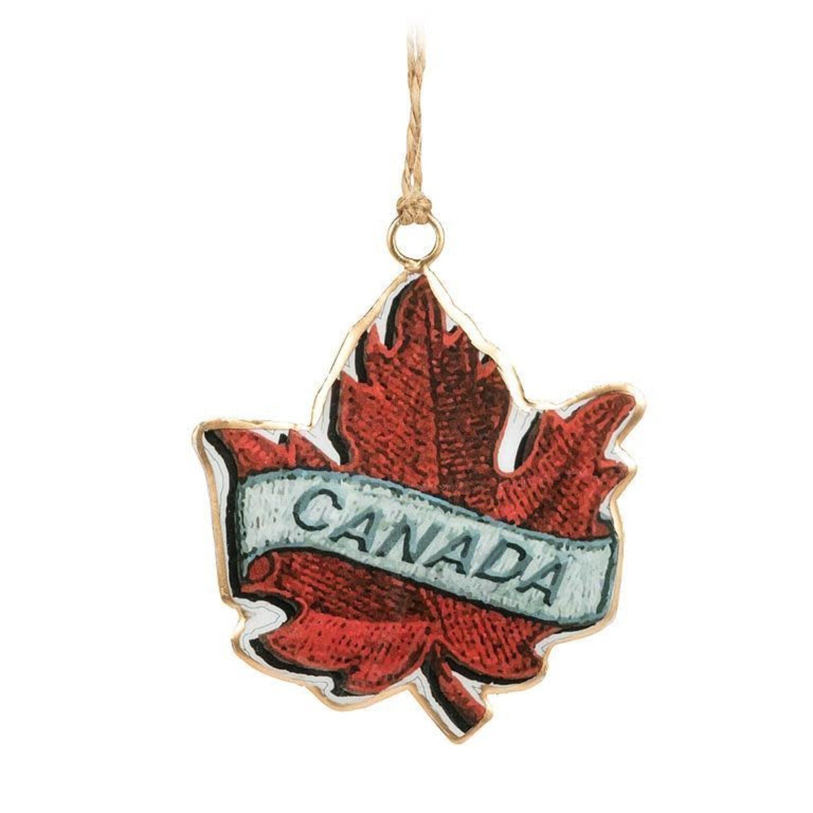 A - Maple Leaf W/Canada Ornament - 3"H