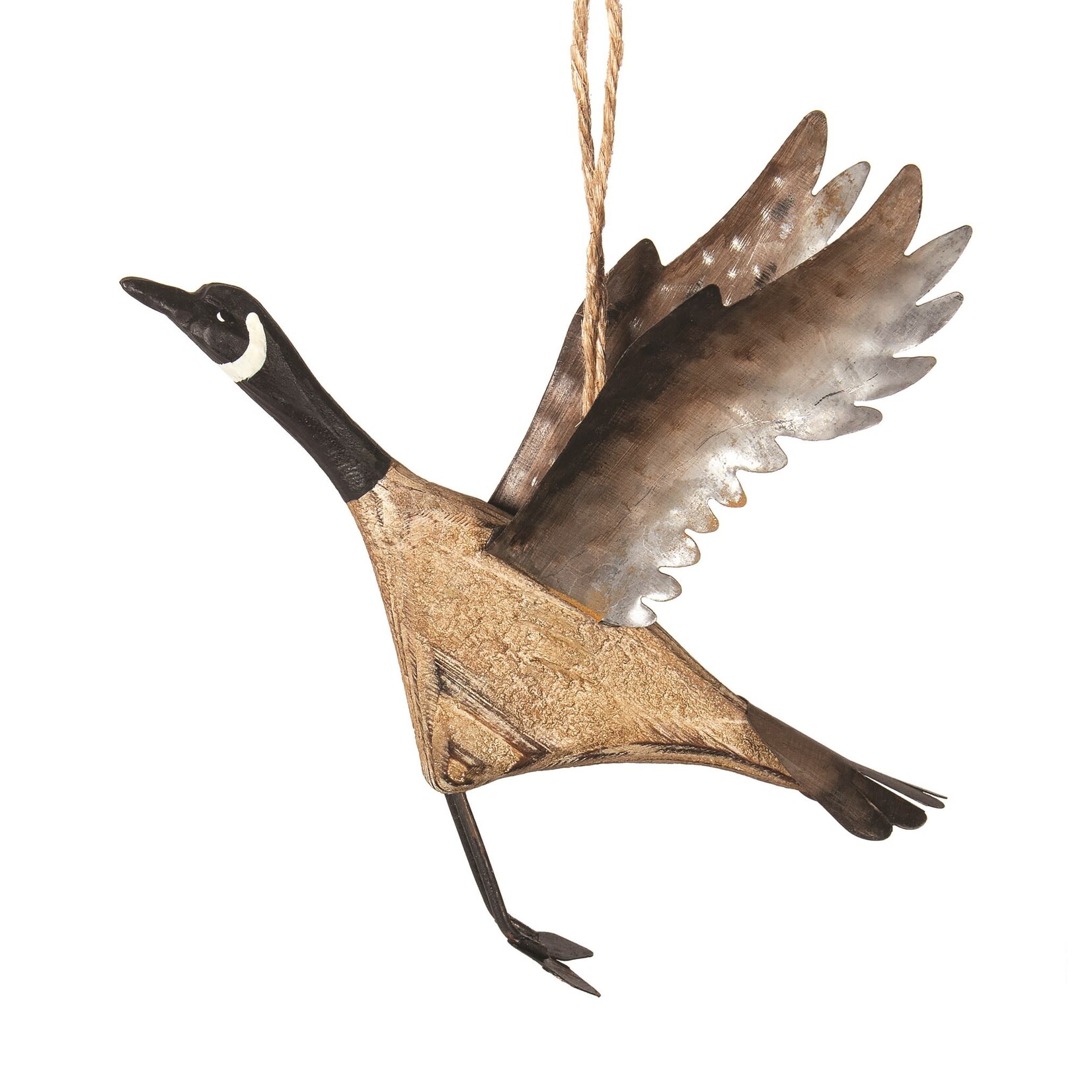 Carved Wood Flying Goose