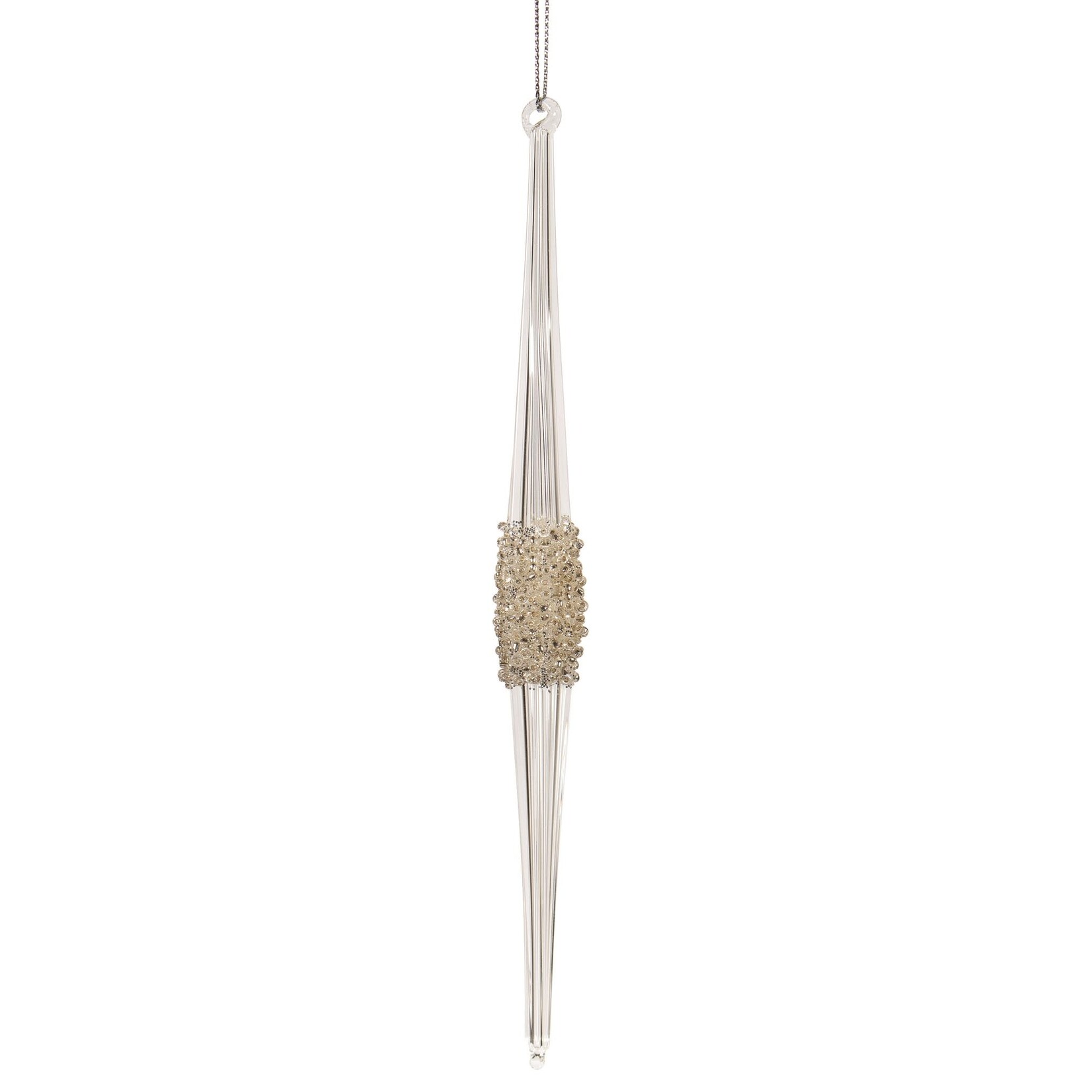 Clear Ribbed Glass Icicle Ornament