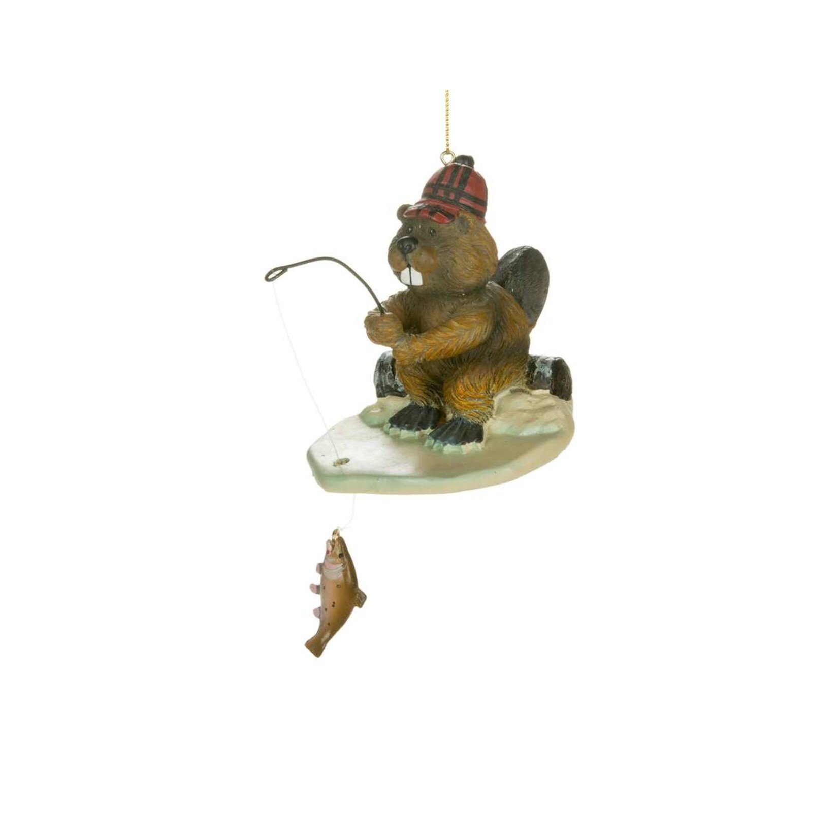 Ice Fishing Beaver Ornament