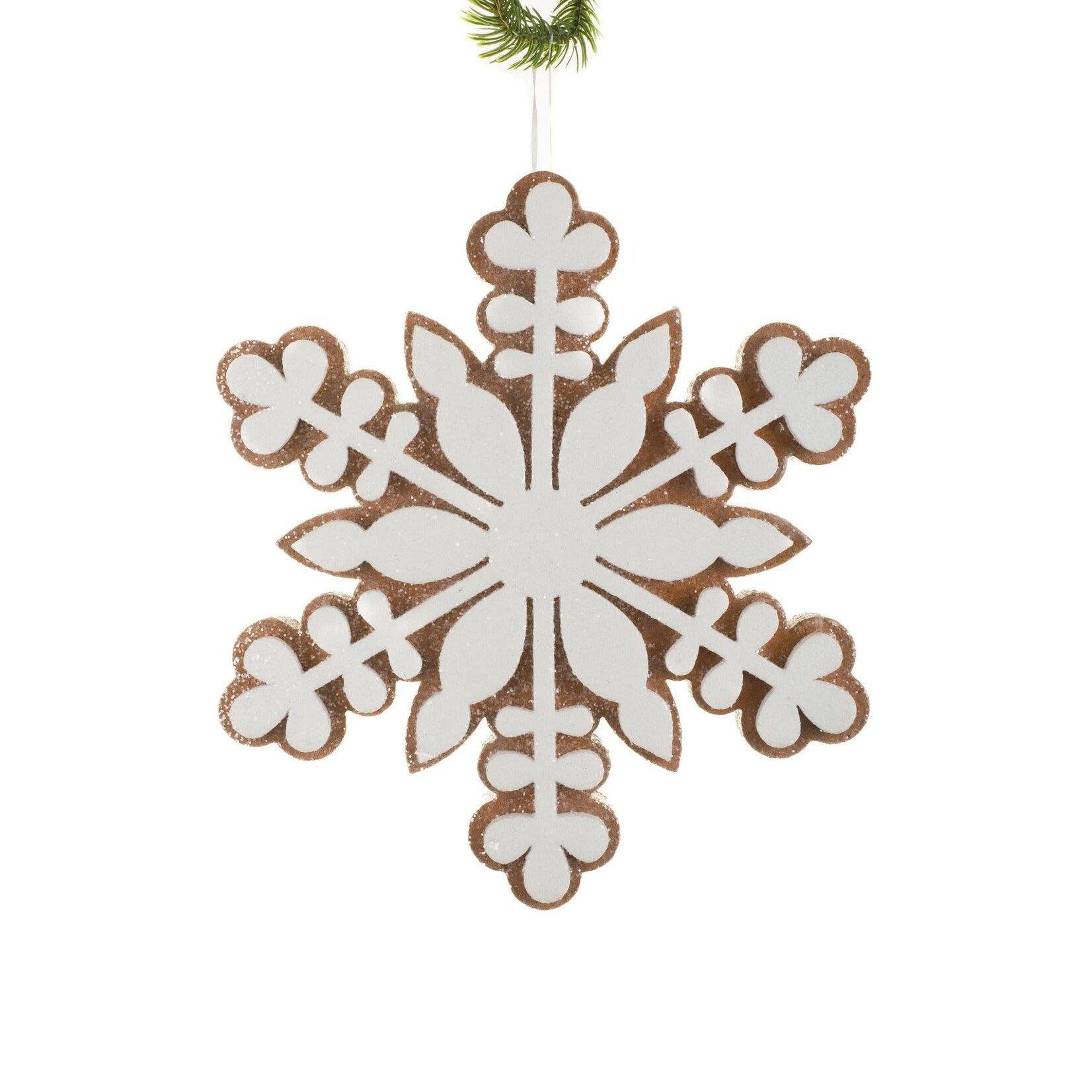 White & Brown Cloth Gingerbread Cookie Snowflake