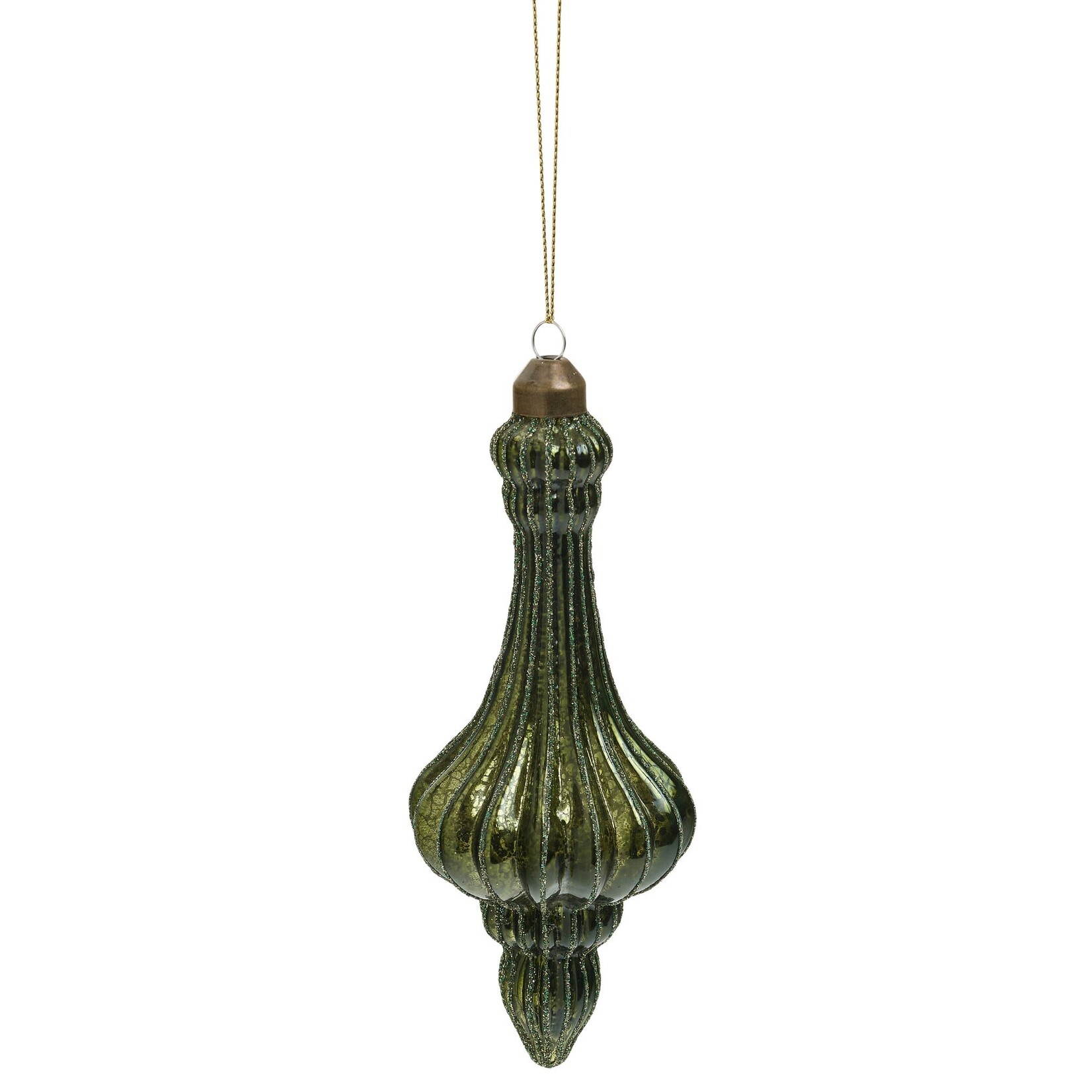 Accents De Ville Olive Green Finial Glass Ornament