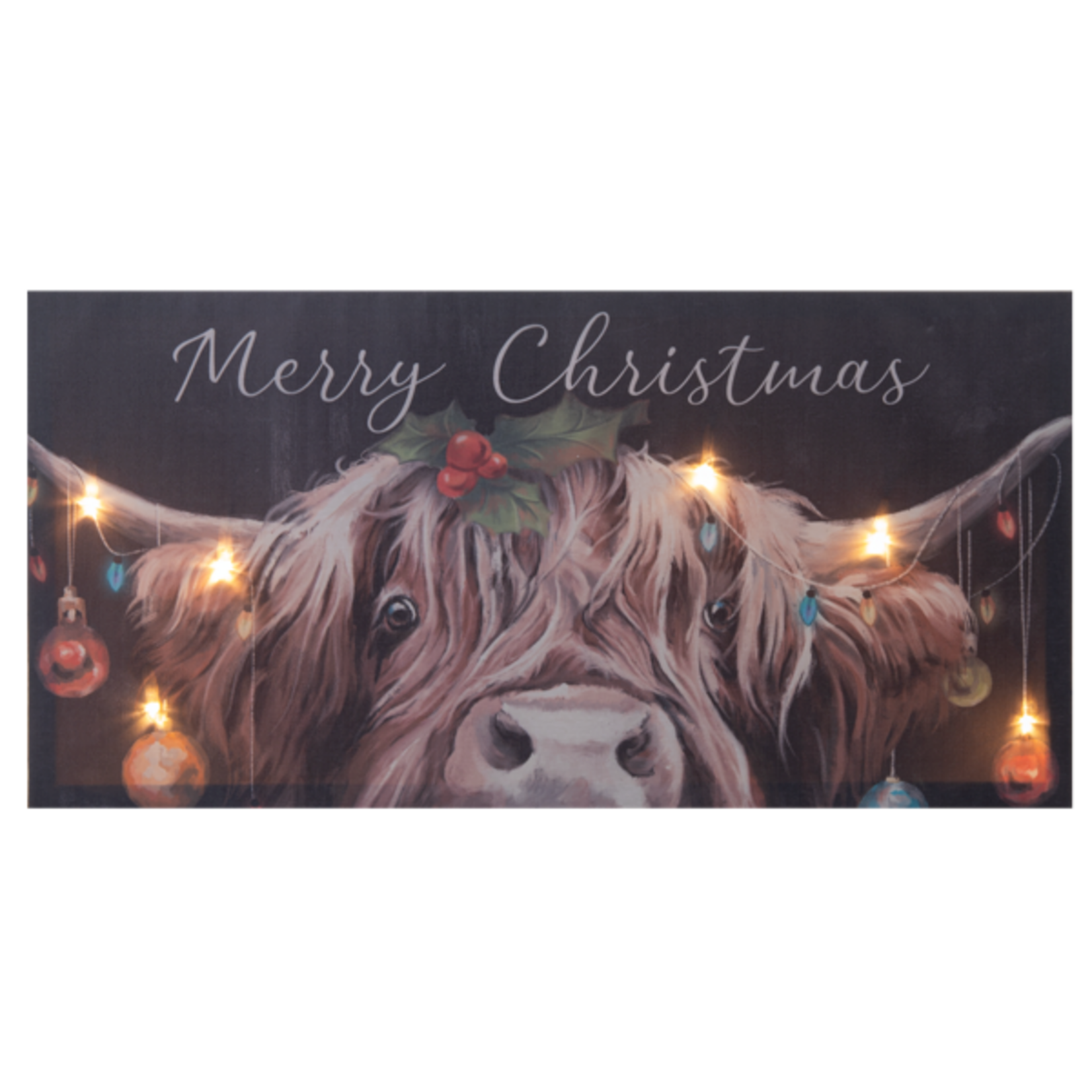 Merry Christmas Cow Light Up Plaque