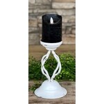 White Distressed Spiral Pillar Candle Holder