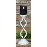 White Distressed Spiral Pillar Candle Holder