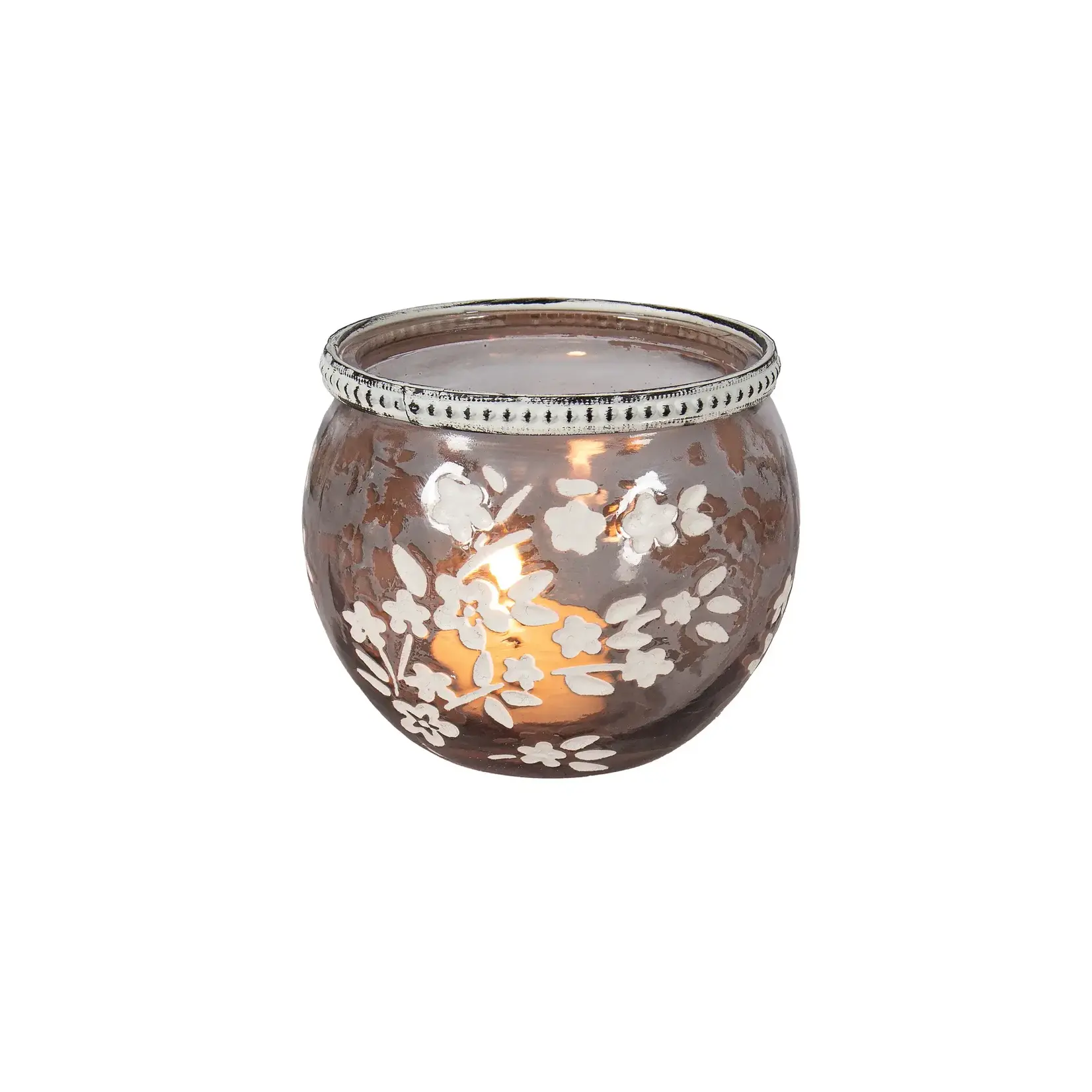 Grey Flower Tealight Holder