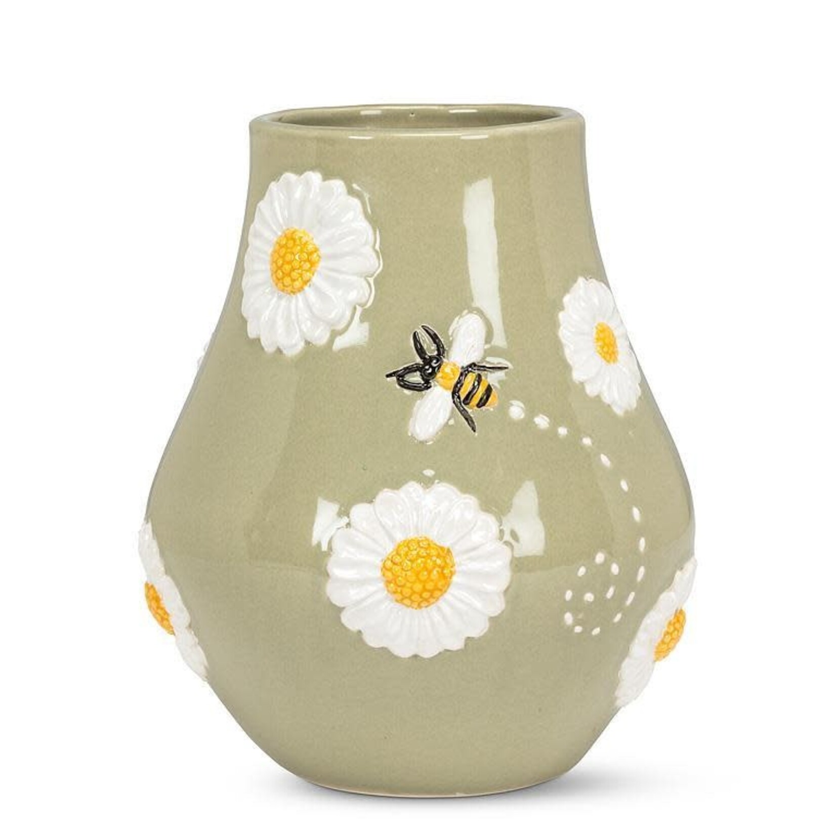 A - Vase W/Daisies & Bee - 7"