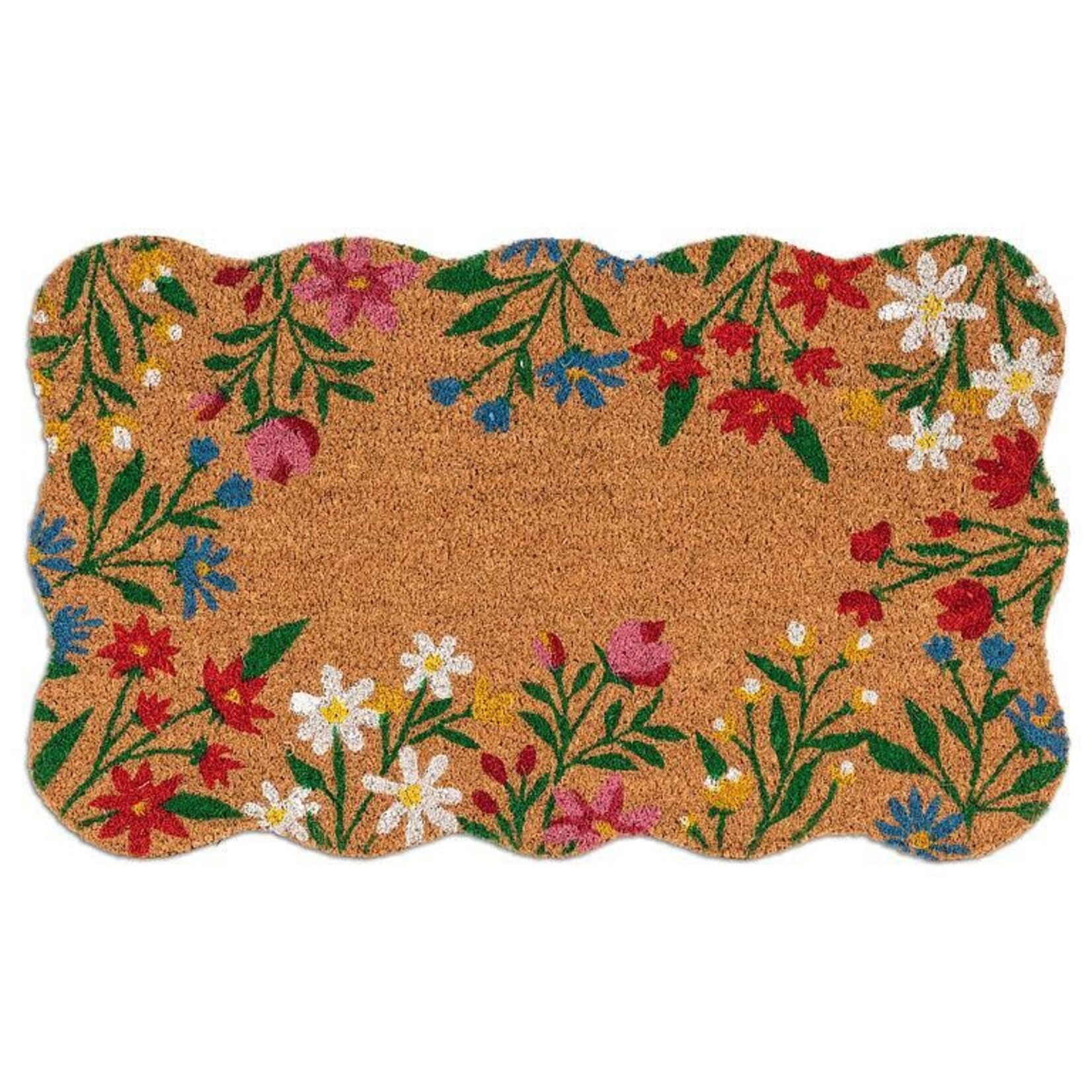 A - Floral Border Scallop Doormat - 18X30"