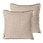 C - Beige Fringe Pillow - 17"