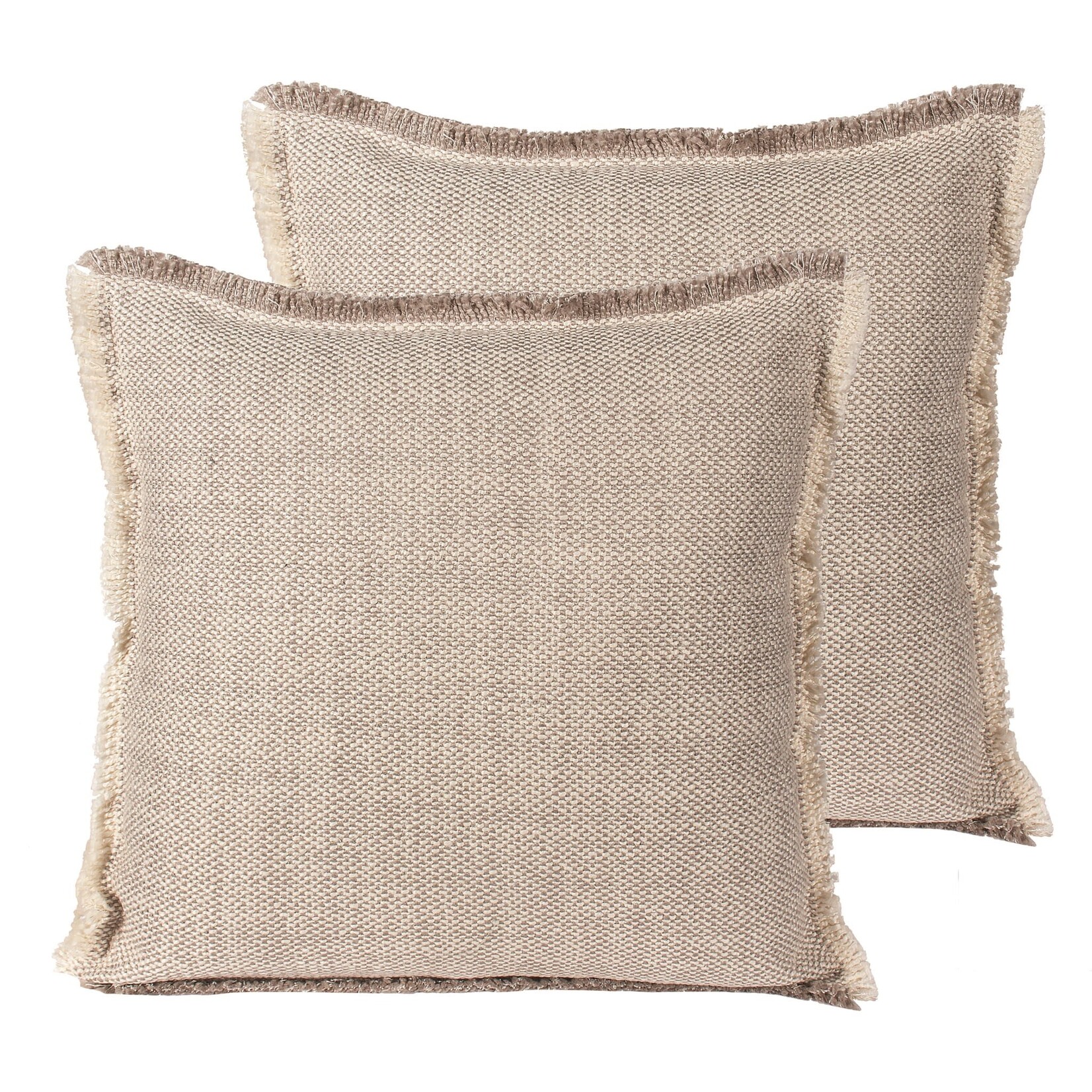 Beige Fringe Pillow