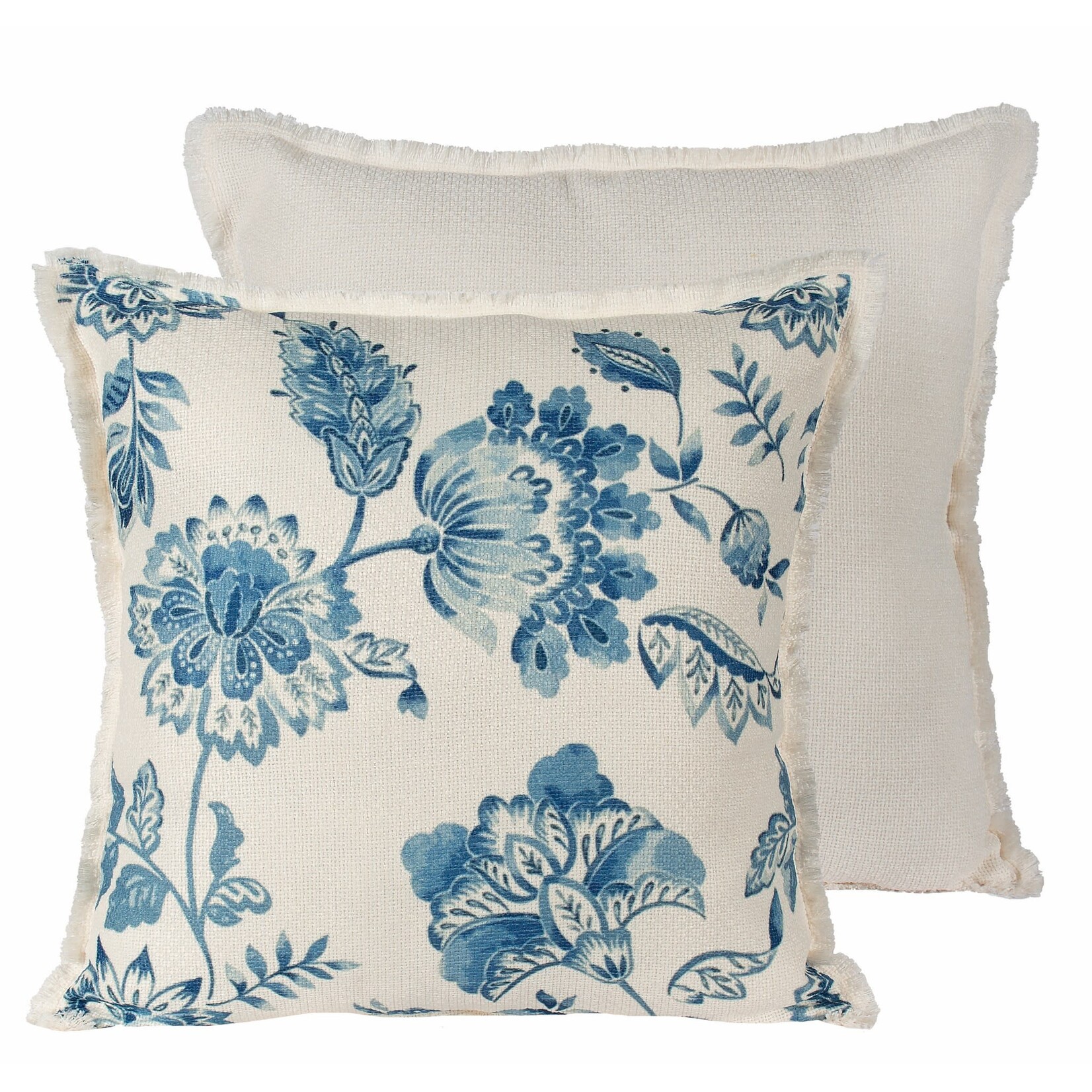 C - Blue Floral Pillow - 18"