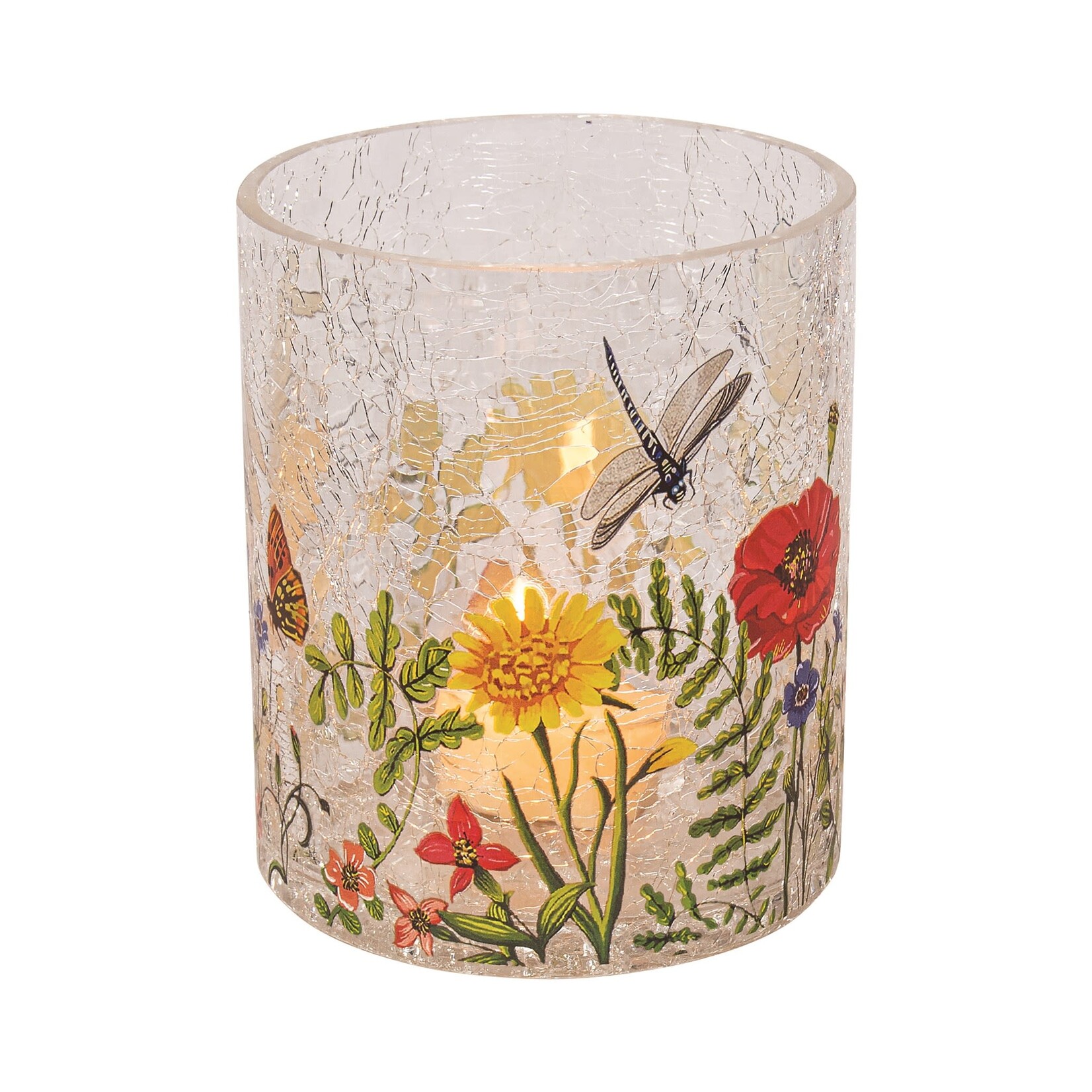 Clear Crackle Glass Votive Holder