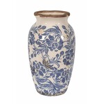 Blue Toile Pattern Stone Vase