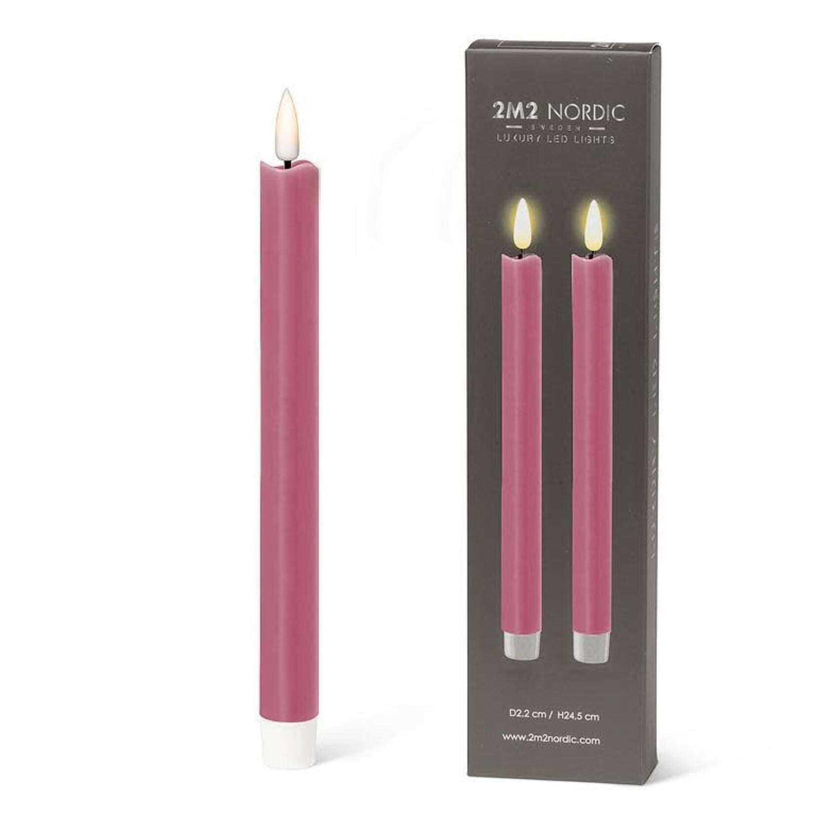 LED Rose Taper Candle - Set of 2