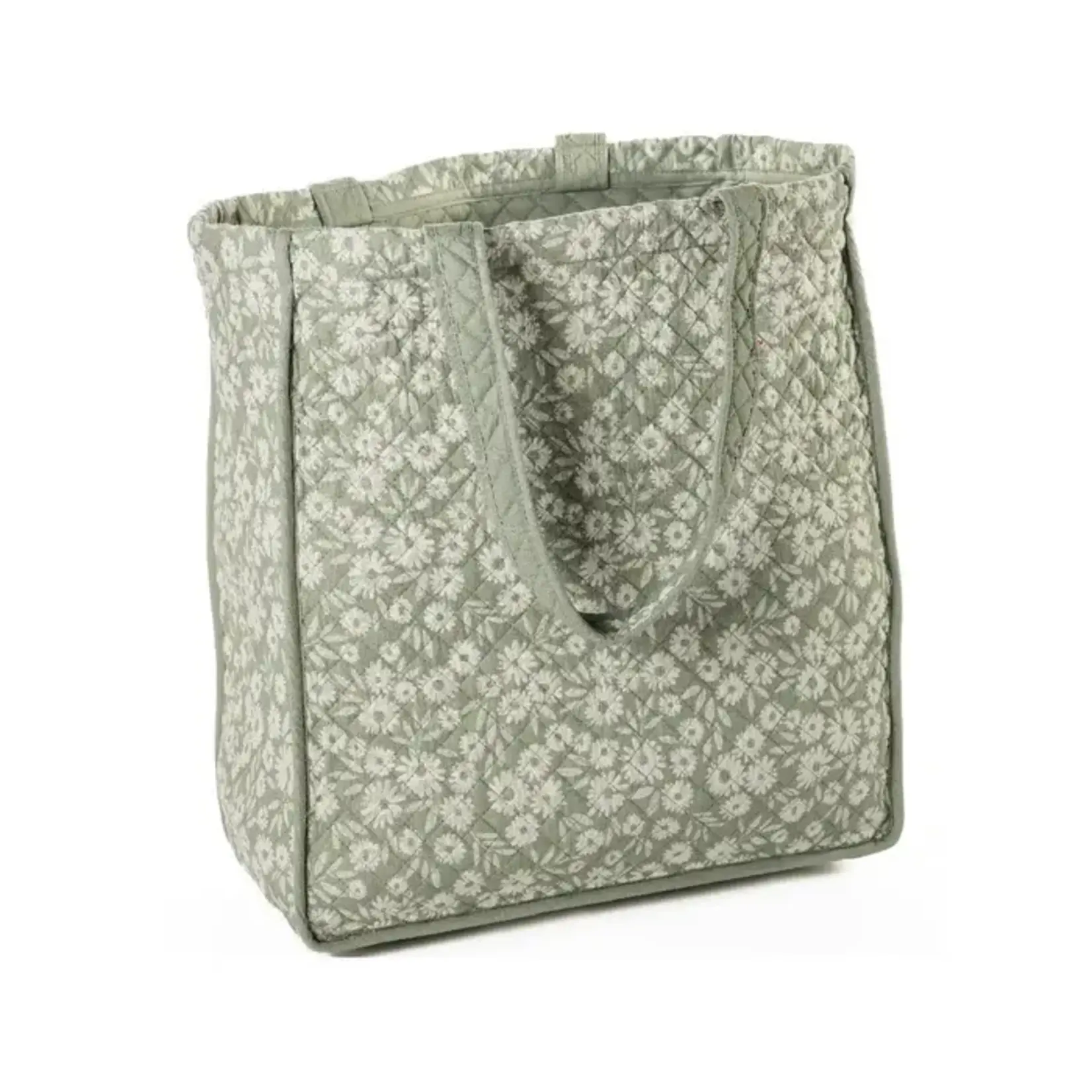 B - Maggie Green Tote Bag W/Small Flowers