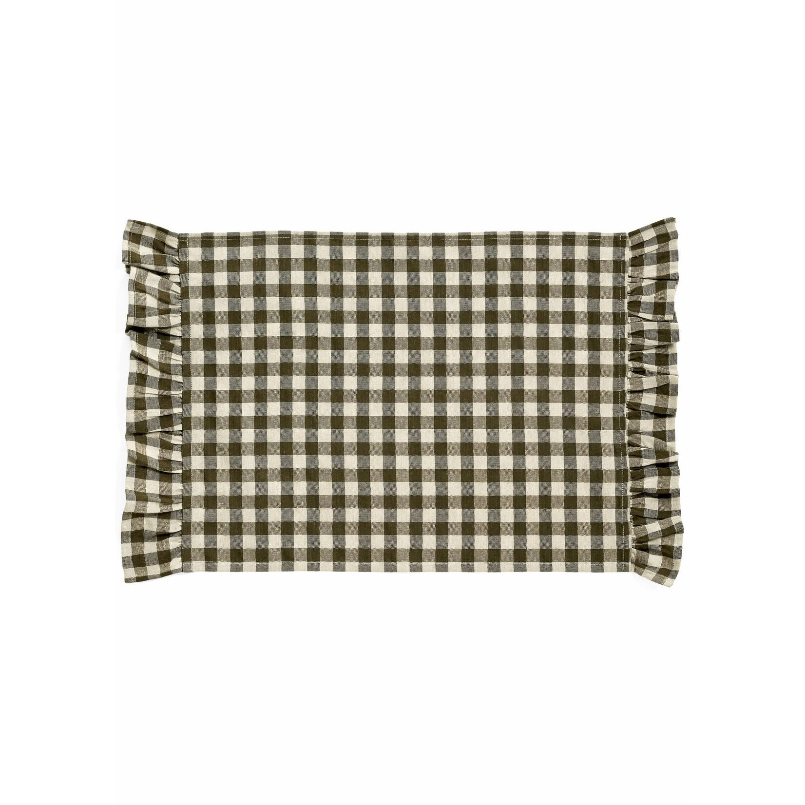 Accents De Ville ADV - Olive Green Cotton Gingham Placemat - 13X19"