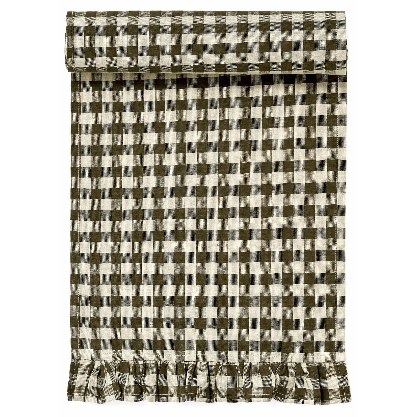 Accents De Ville ADV - Olive Green Cotton Gingham Table Runner - 13X72"