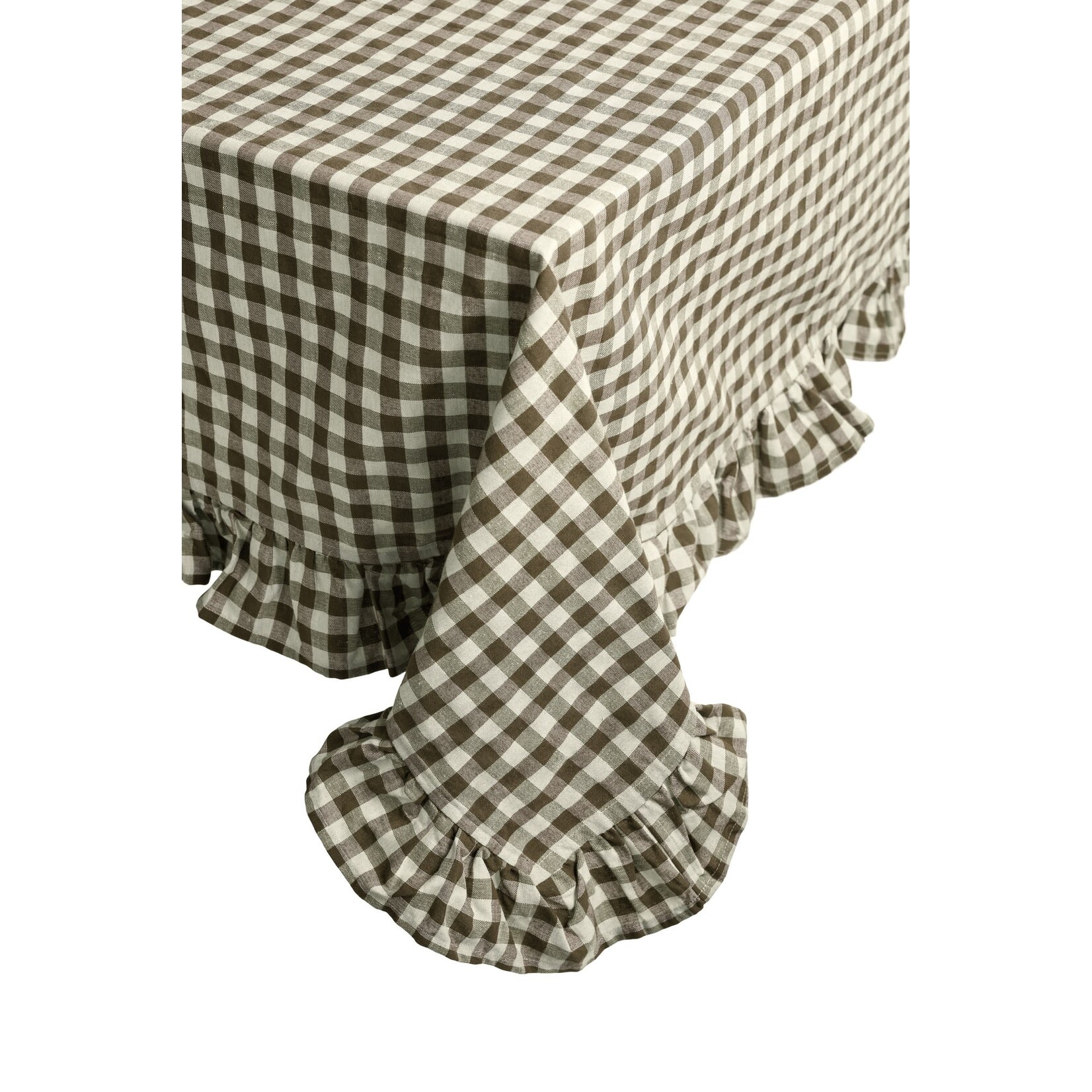 Accents De Ville ADV - Olive Green Cotton Gingham Tablecloth - 60X90"