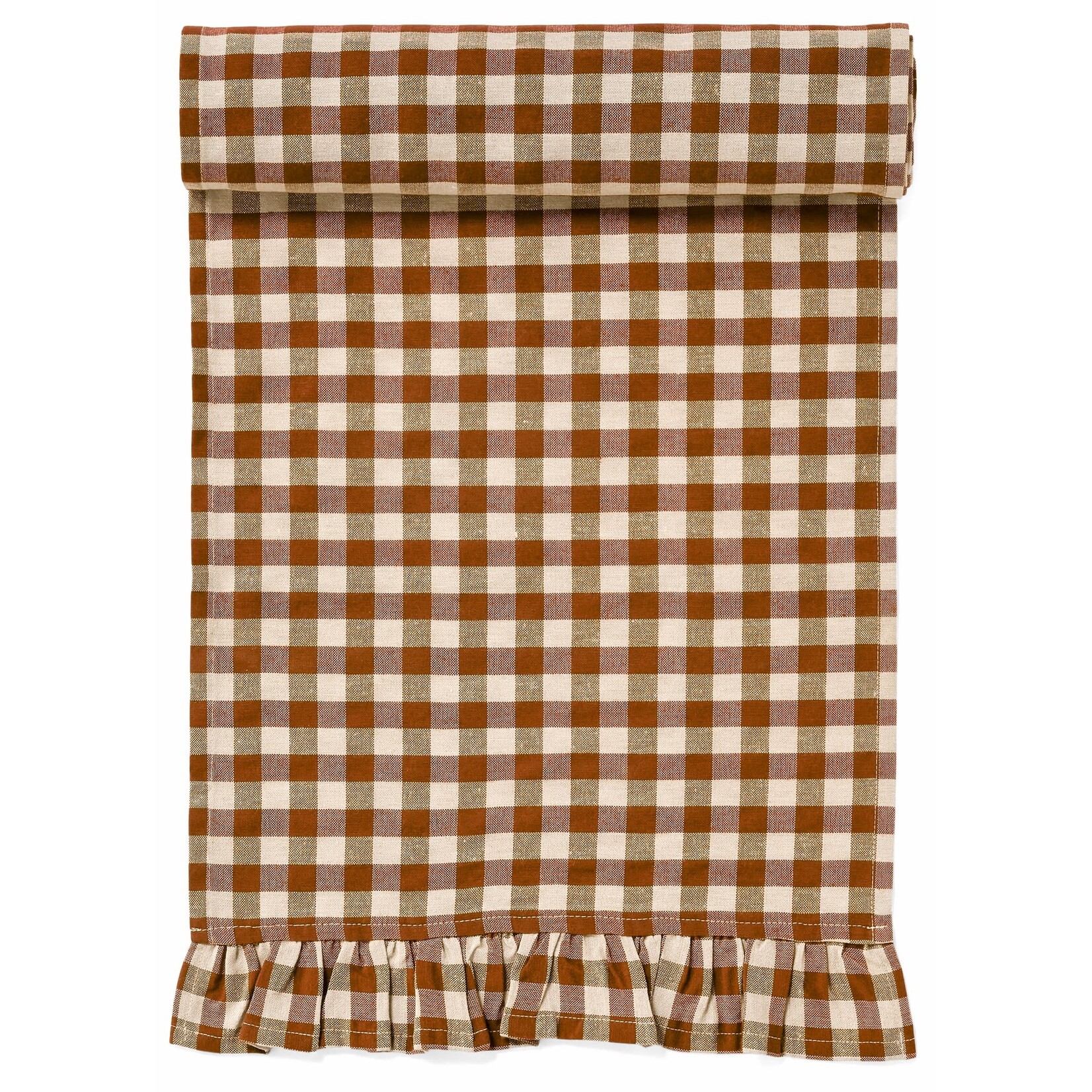 Accents De Ville ADV - Cinnamon Bark Gingham Cotton Table Runner - 13X72"
