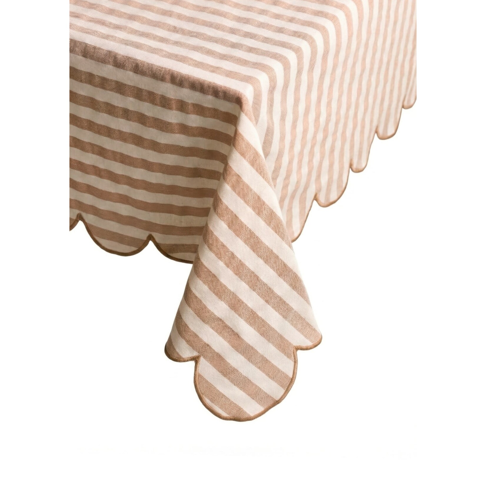 Accents De Ville ADV - Cinnamon Bark Cotton Striped Tablecloth - 60X90"