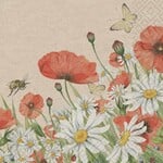 OCD - Floral Poppies - Naturals Luncheon Napkin