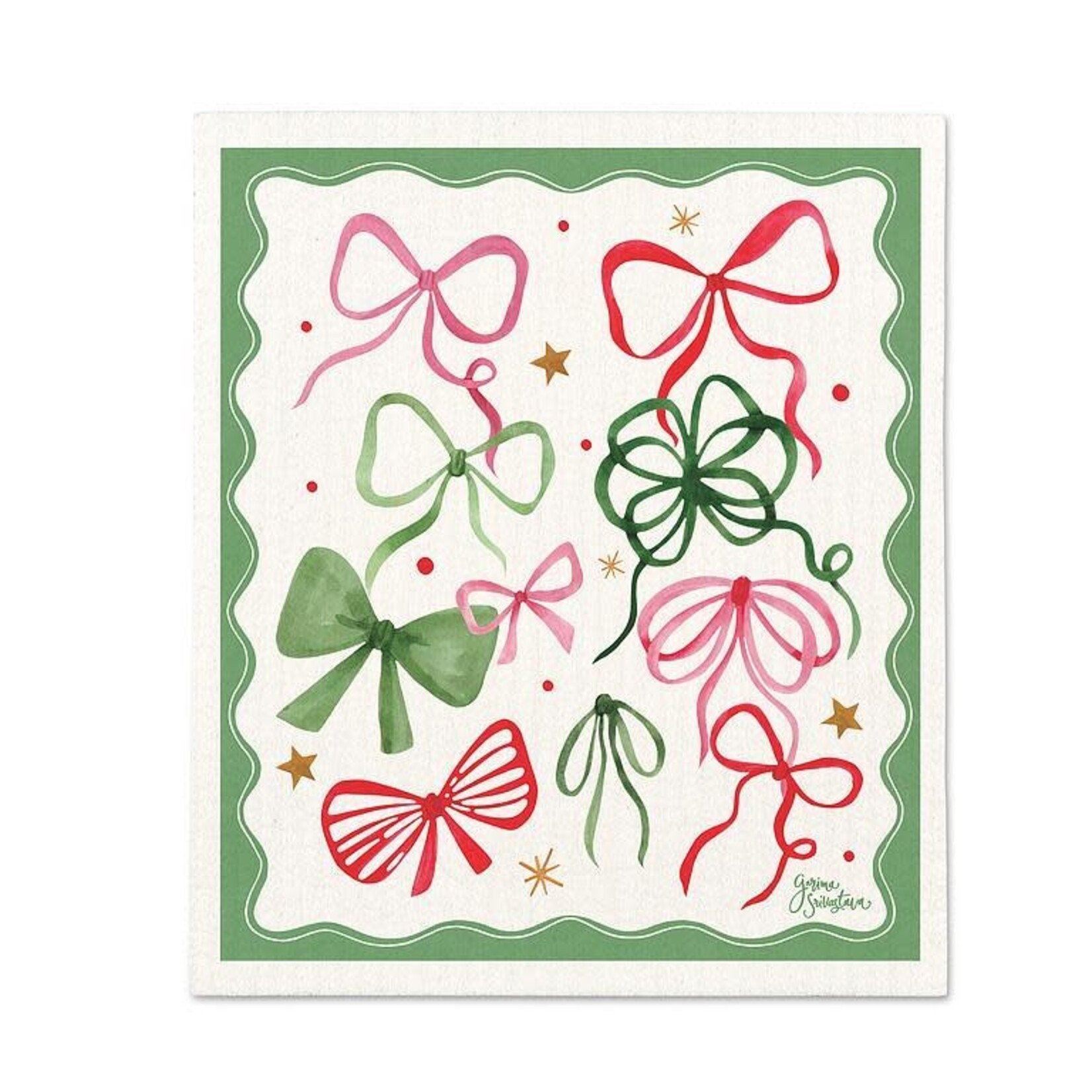 A - Christmas Bows Dishcloth