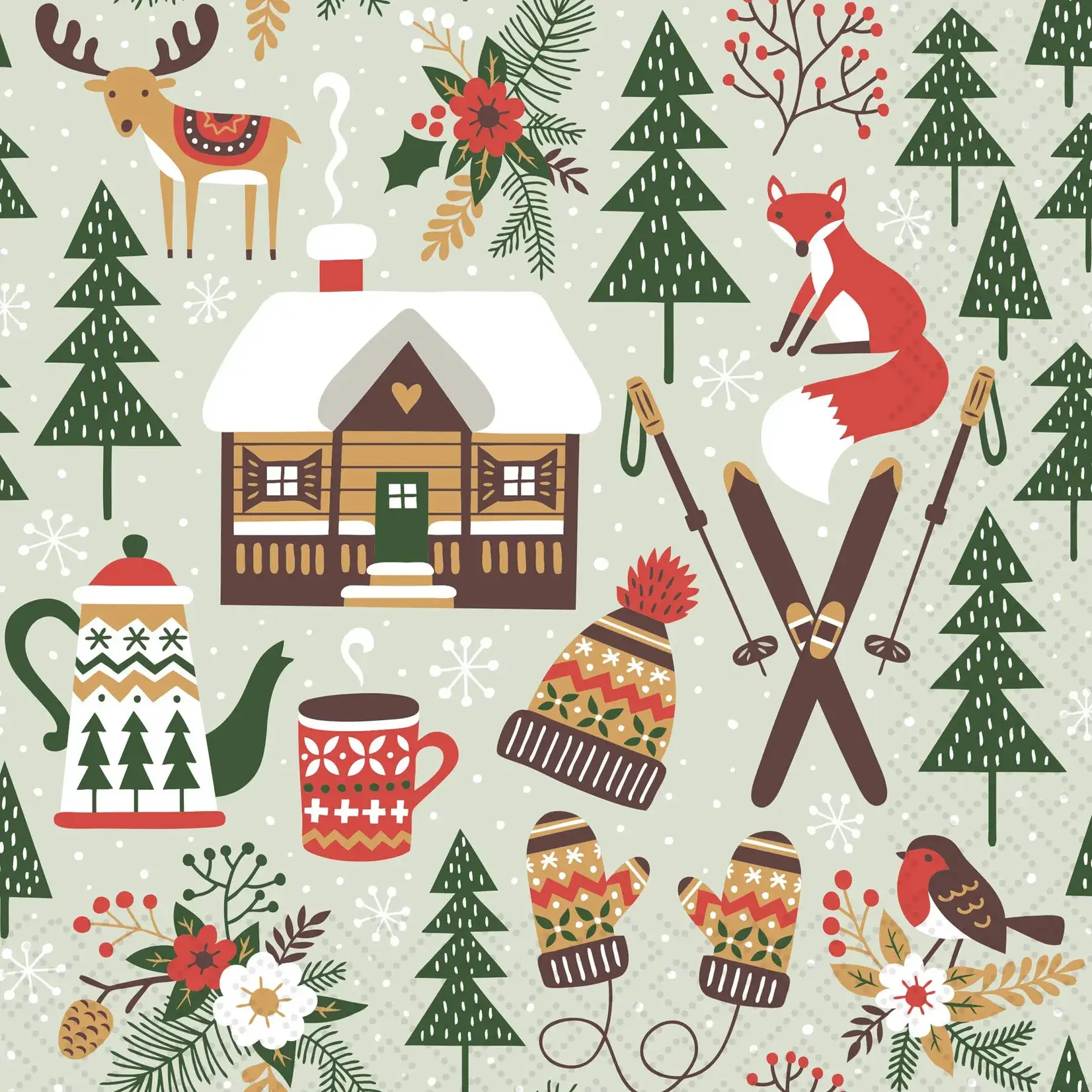 Winter Cabin - Luncheon Napkin