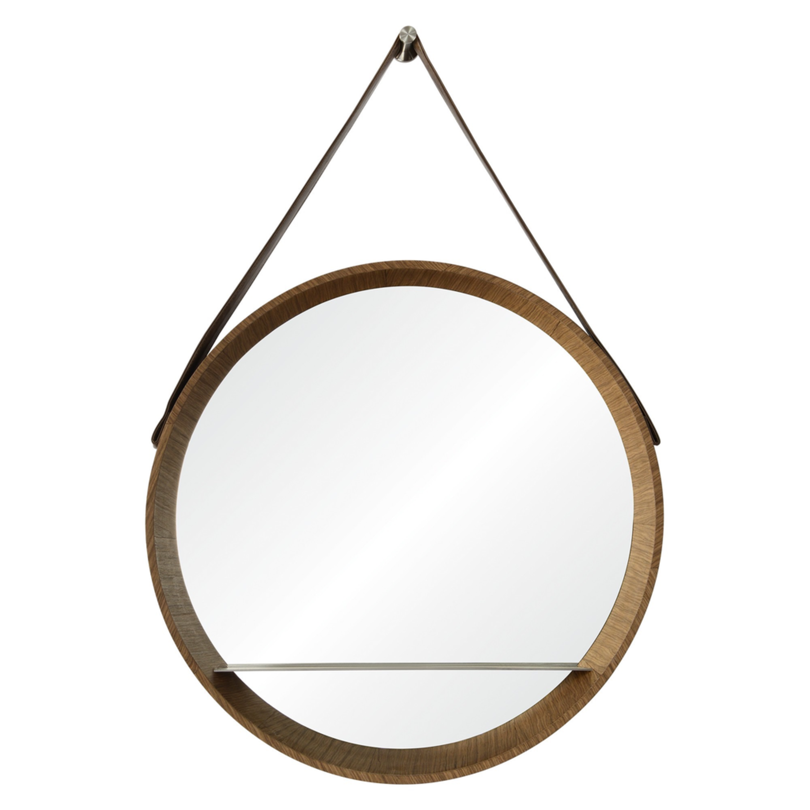 Lenola Walnut Veneer Mirror w/Nickel Shelf