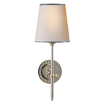 Visual Comfort Bryant Sconce Polished Nickel Natural Paper Shade with Silver Tape