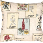 Vintage Seed Packet Pillow 20x20
