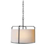 Visual Comfort Large Aspen Hanging Shade in Black Rust with Natural Paper Shade