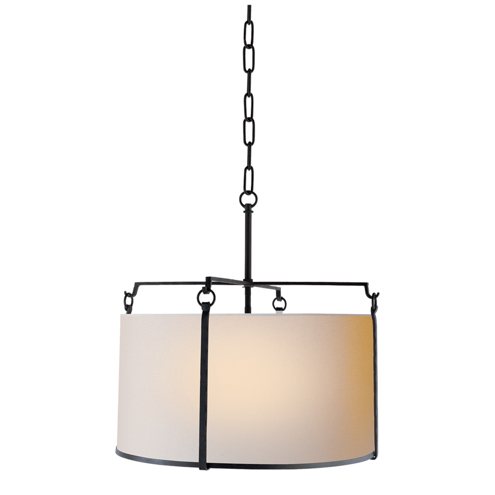 Visual Comfort Large Aspen Hanging Shade in Black Rust with Natural Paper Shade