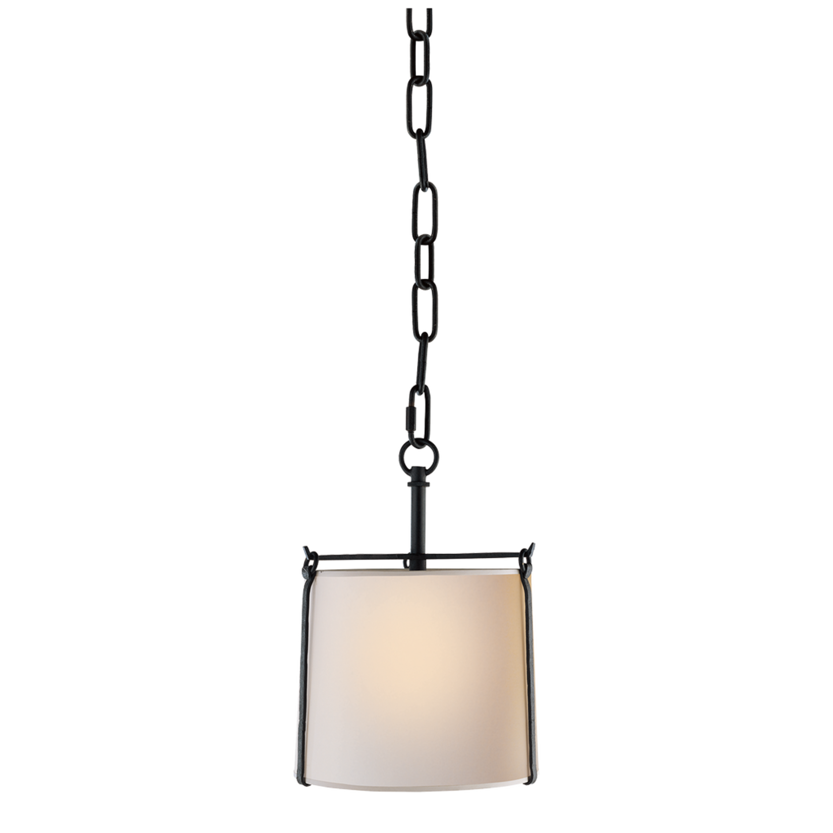 Visual Comfort Small Aspen Hanging Shade in Black Rust with Natural Paper Shade